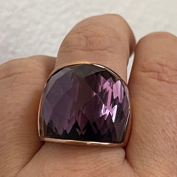 Bronze Milor Italy purple faced crystal ring size 9 ( size 8-9 ) - Picture 1 of 8